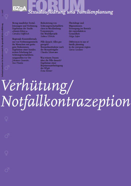 Broschürencover: FORUM Heft 1-2016: Verhütung / Notfallkontrazeption