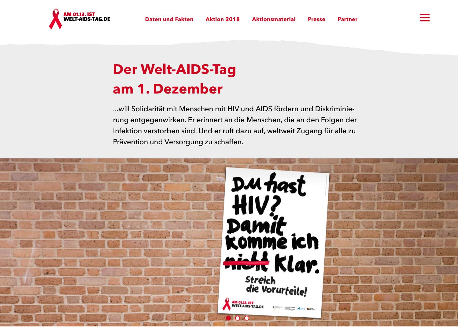 Abbildung der Internetseite www.welt-aids-tag.de